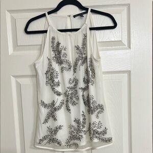 White House Black Market White Beaded Blouse